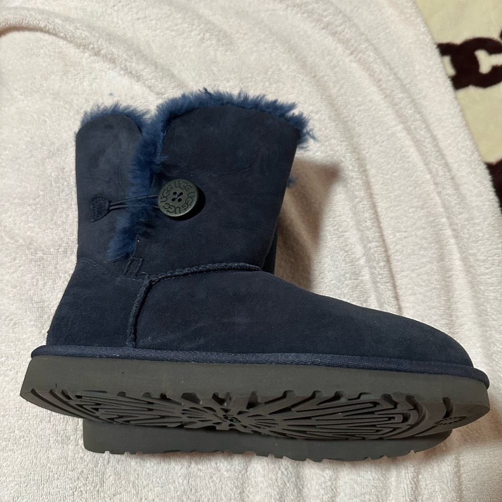 UGG Blue Suede Boots with Gray Soles